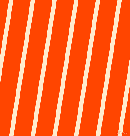 81 degree angle lines stripes, 14 pixel line width, 55 pixel line spacing, Blanched Almond and Orange Red stripes and lines seamless tileable